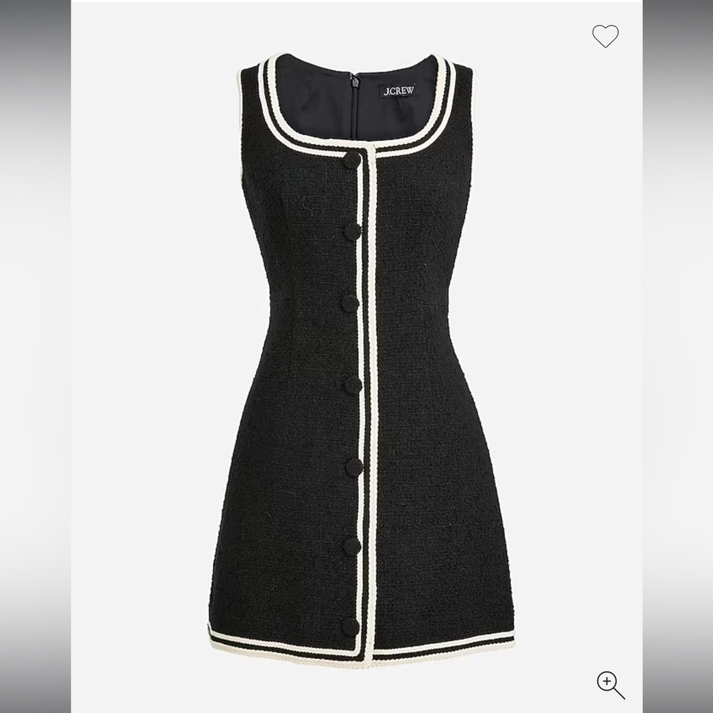 J. Crew Black Mini Tweed Dress with Cream Trim